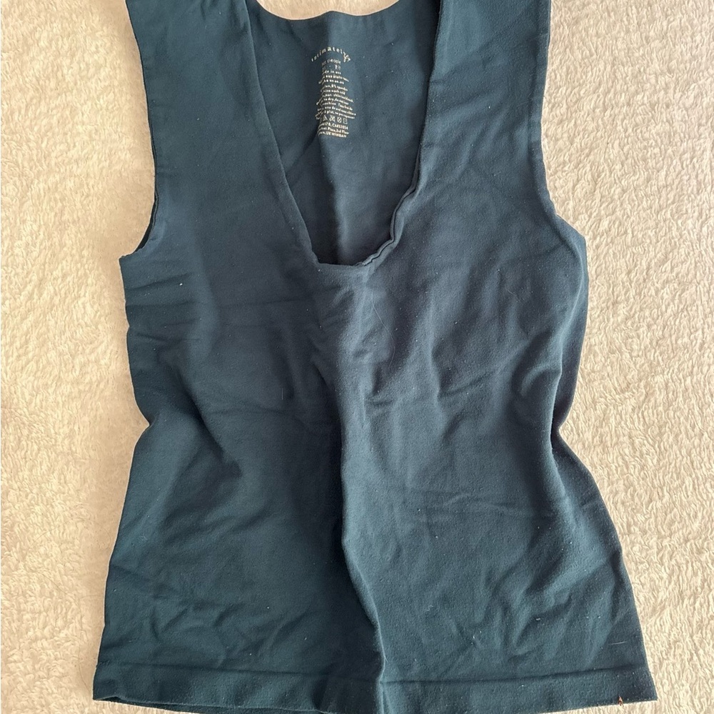 Free People clean lines muscle cami Deep navy green/blue tank top loungewear